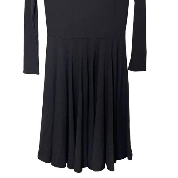 Joan Vass Stretch Jersey Knit Long Sleeve Fit & Flare Midi Dress Size L Black - Picture 5 of 6